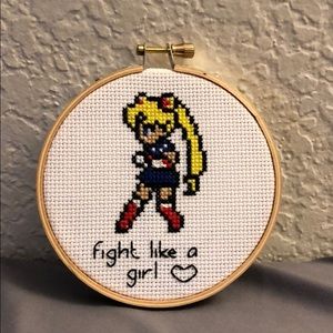 Sailor Moon Fight Like A Girl Cross Stitch
